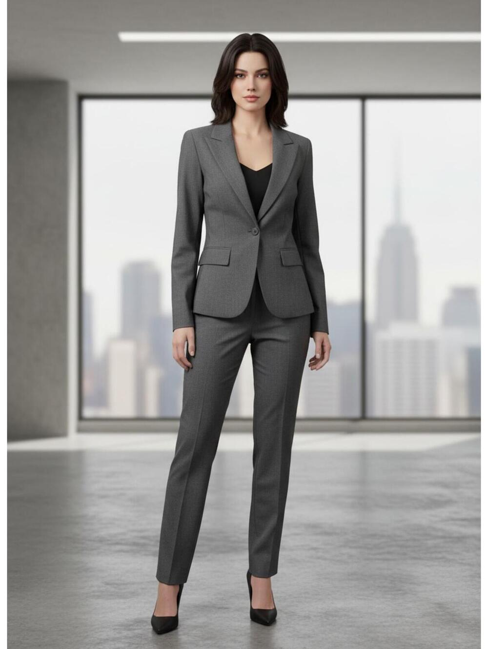 City Streets Women's Charcoal‎ Gray Business Suit Blazer SZ LG